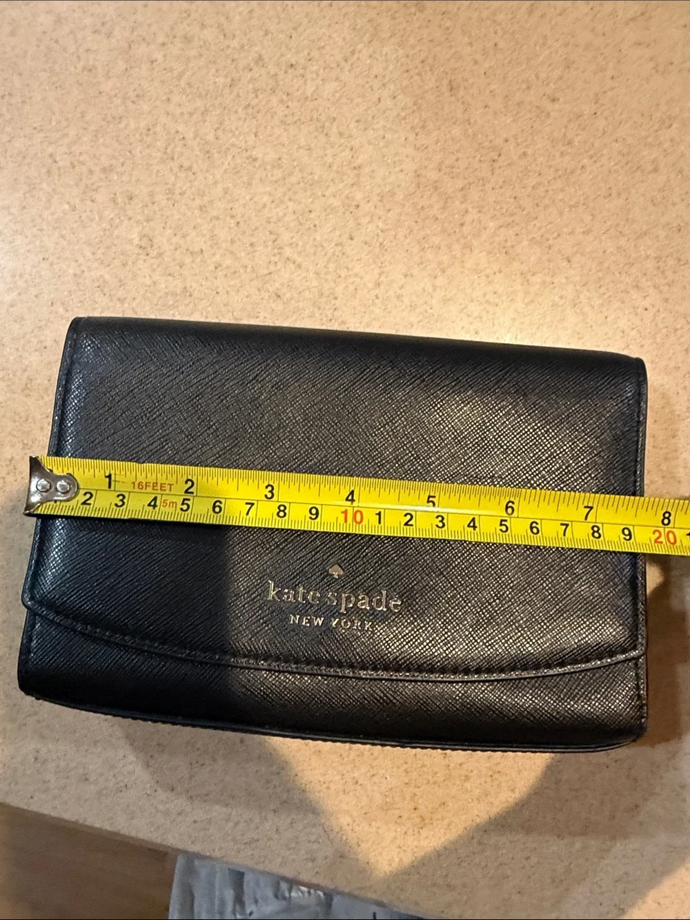 Kate Spade Black Crossbody Wallet (missing strap)- Gold Logo